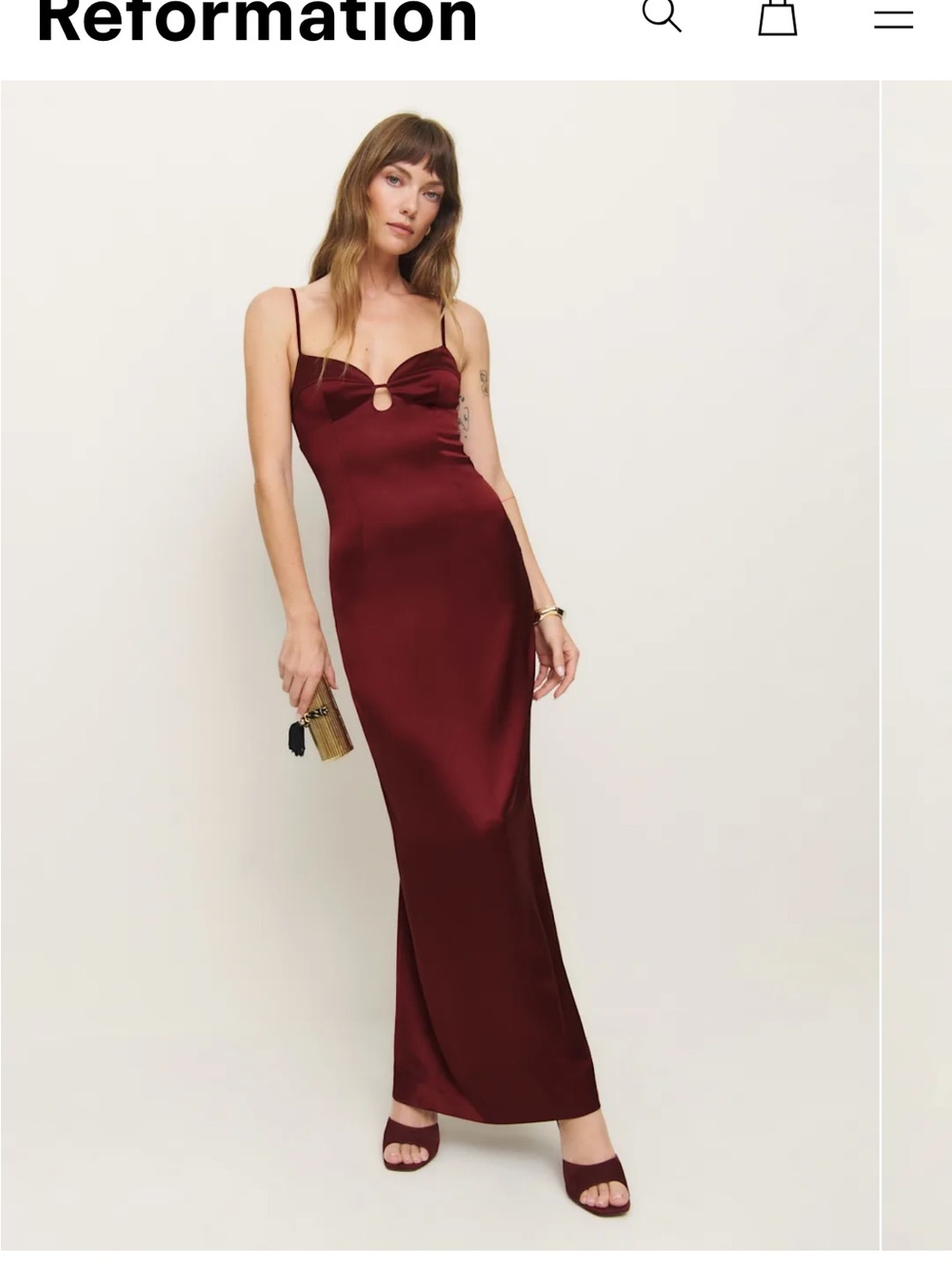 NWT!! Reformation Sathia Satin Dress in Chianti